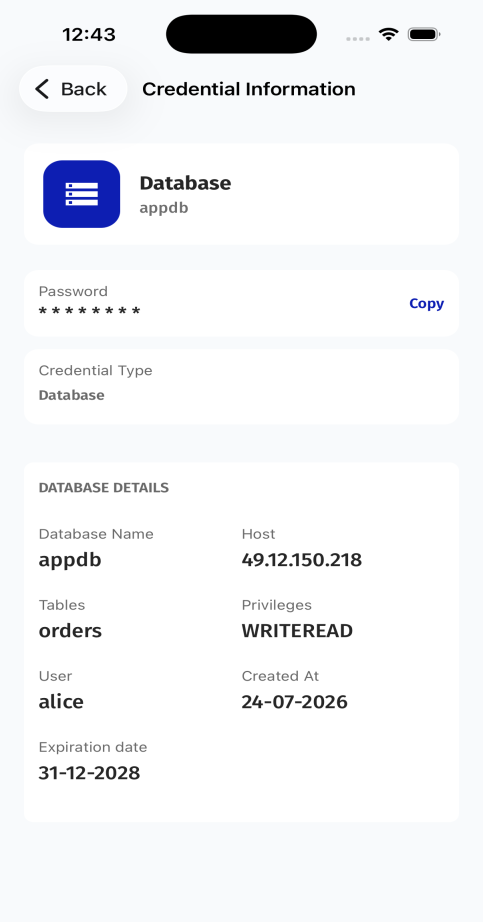 Credential information in the mobile wallet